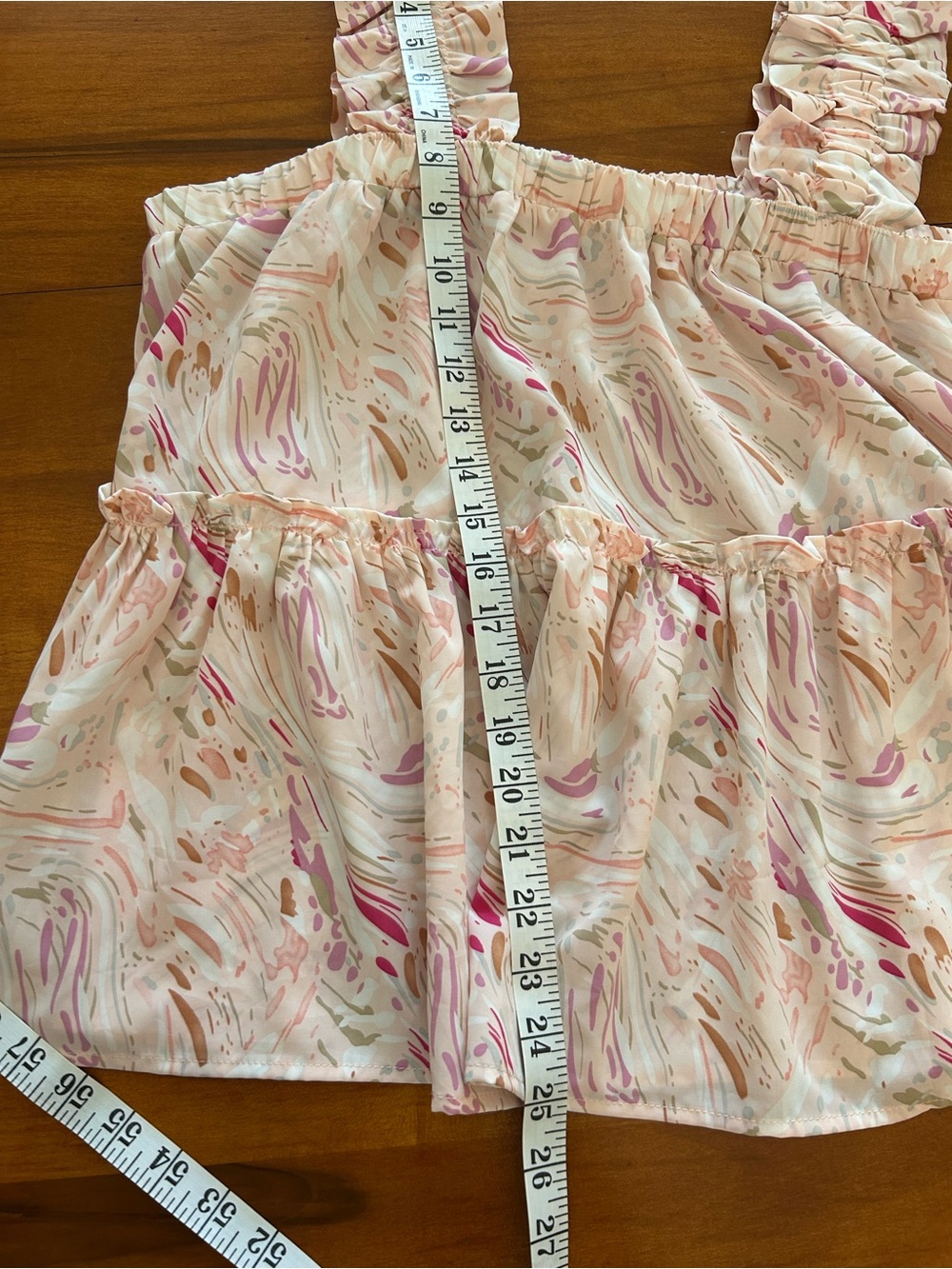 Entro Abstract Print Ruffle Strap Babydoll Tank Top Size Large Boutique - Picture 6 of 9